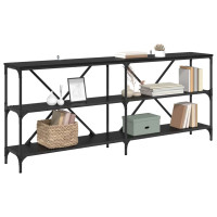Produktbild för Konsolbord med hylla Svart Ek 180 x 30 x 75 cm Konstruerat trä