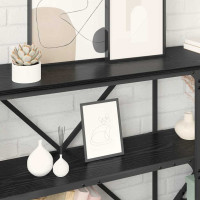 Produktbild för Konsolbord med hylla Svart Ek 180 x 30 x 75 cm Konstruerat trä