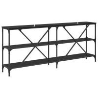 Produktbild för Konsolbord med hylla Svart Ek 180 x 30 x 75 cm Konstruerat trä