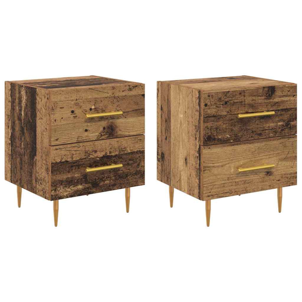 Produktbild för Nattduksbord med låda 2 pcs Gammalt trä 40 x 35 x 47,5 cm