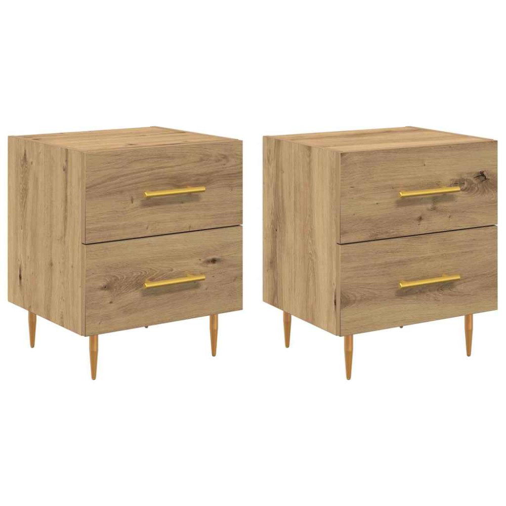 Produktbild för Nattduksbord 2 pcs Artisan Ek 40 x 35 x 47,5 cm Konstruerat trä
