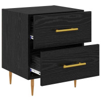 Produktbild för Nattduksbord Svart Ek 40 x 35 x 47,5 cm Konstruerat trä