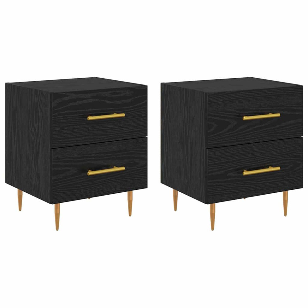 Produktbild för Nattduksbord 2 pcs Svart Ek 40 x 35 x 47,5 cm Konstruerat trä