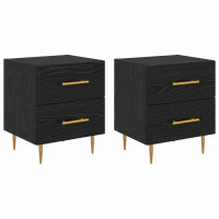 Produktbild för Nattduksbord 2 pcs Svart Ek 40 x 35 x 47,5 cm Konstruerat trä