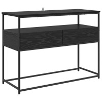 Produktbild för Konsolbord med låda Svart Ek 100 x 40 x 75 cm Konstruerat trä