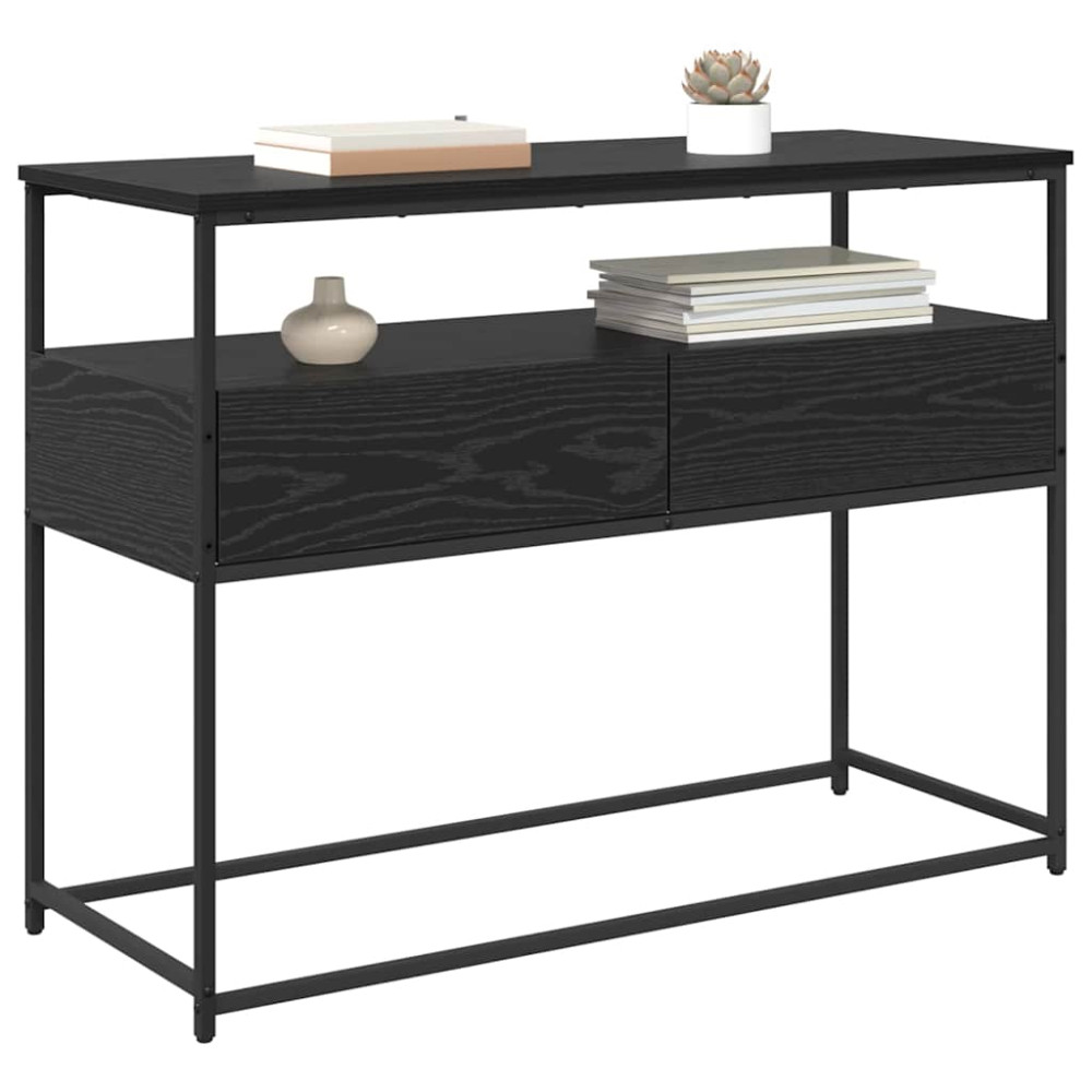 Produktbild för Konsolbord med låda Svart Ek 100 x 40 x 75 cm Konstruerat trä