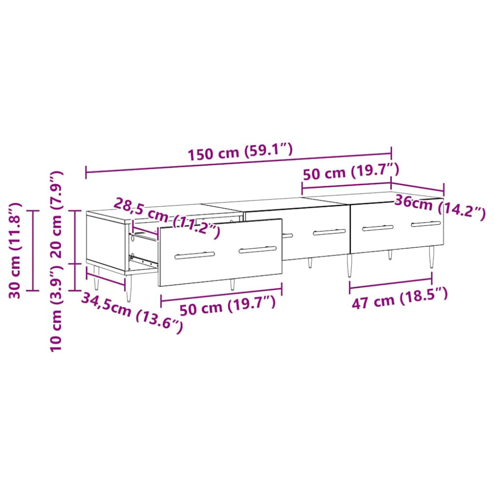 Produktbild för TV-skåp med låda Gammalt trä 150 x 36 x 30 cm Konstruerat trä