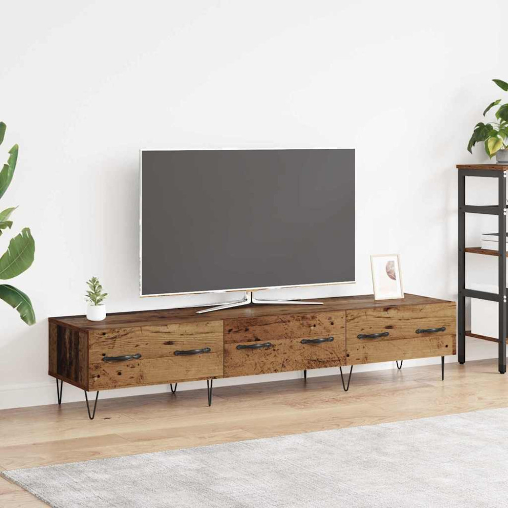 Produktbild för TV-skåp med låda Gammalt trä 150 x 36 x 30 cm Konstruerat trä