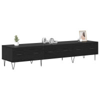Produktbild för TV-skåp med låda Svart ek 150 x 36 x 30 cm Konstruerat trä