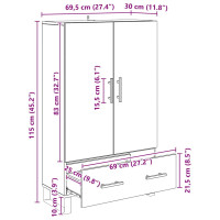Produktbild för Skåp med låda Gammalt trä 69,5 x 30 x 115 cm Konstruerat trä