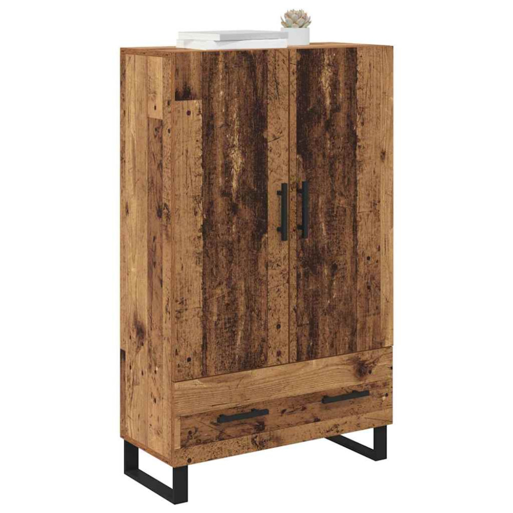 Produktbild för Skåp med låda Gammalt trä 69,5 x 30 x 115 cm Konstruerat trä