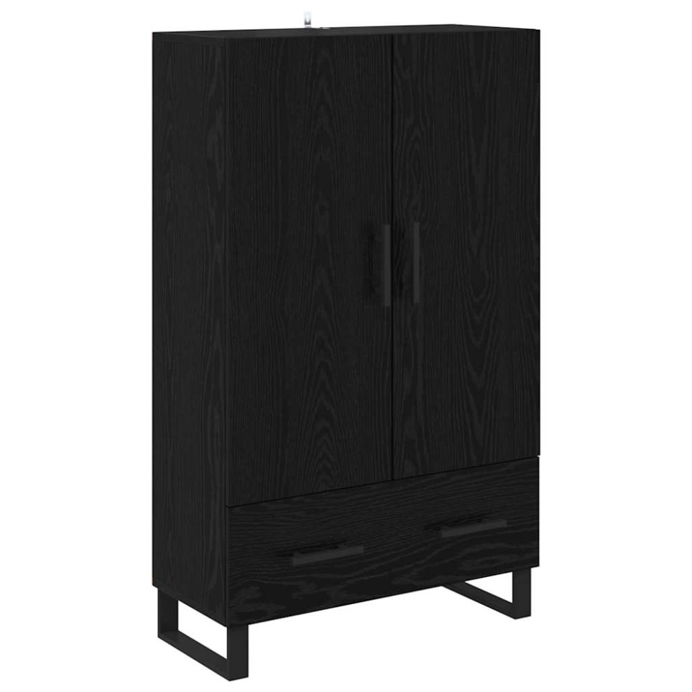 Produktbild för Skåp med låda Svart Ek 69,5 x 30 x 115 cm Konstruerat trä