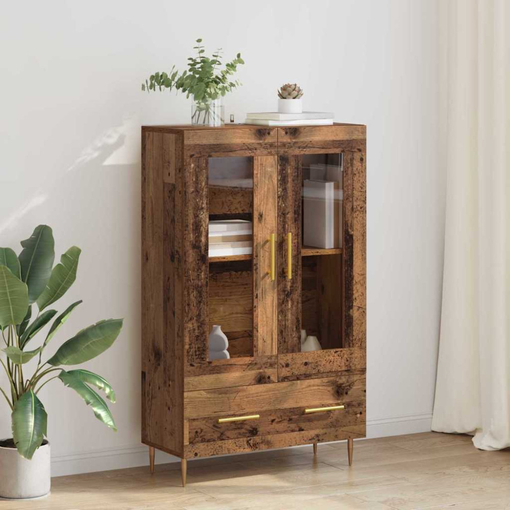 Produktbild för Skåp Gammalt trä 69,5 x 31 x 115 cm Konstruerat trä och glas