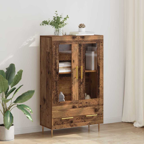 vidaXL Skåp Gammalt trä 69,5 x 31 x 115 cm Konstruerat trä och glas