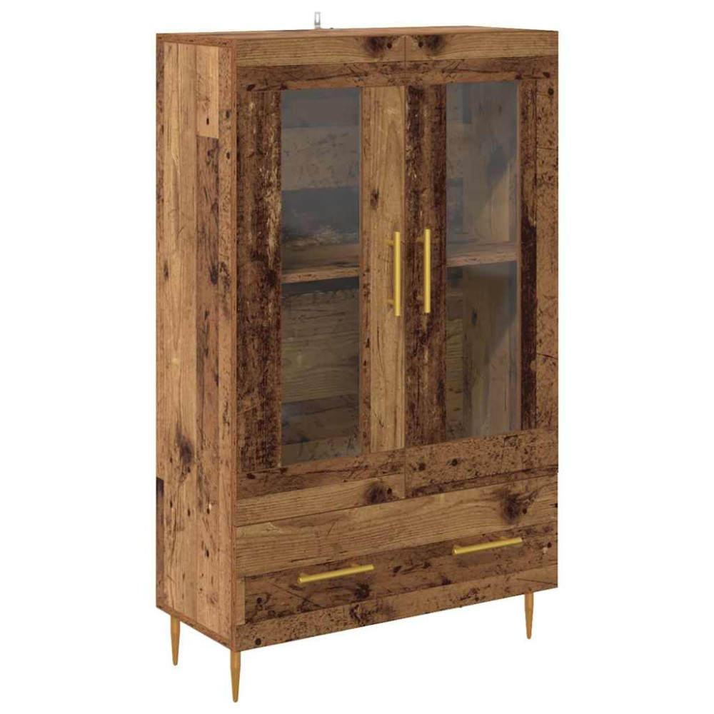 Produktbild för Skåp Gammalt trä 69,5 x 31 x 115 cm Konstruerat trä och glas