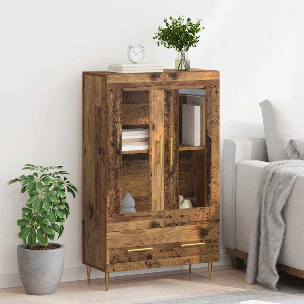 Produktbild för Skåp Gammalt trä 69,5 x 31 x 115 cm Konstruerat trä och glas