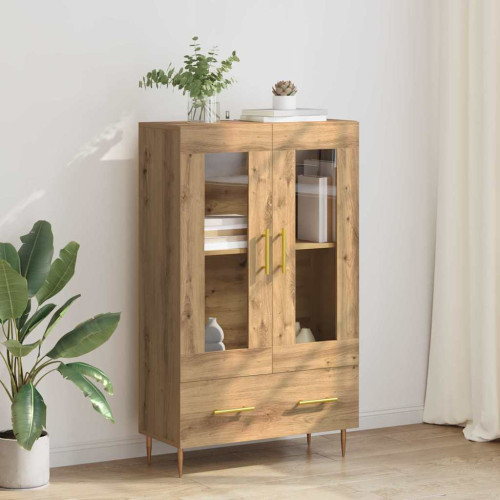 vidaXL Skåp Artisan Ek 69,5 x 31 x 115 cm Konstruerat trä och glas