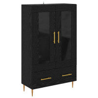 Produktbild för Skåp Svart Ek 69,5 x 31 x 115 cm Konstruerat trä och glas
