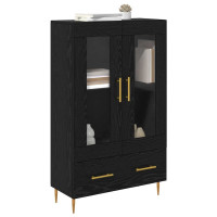 Produktbild för Skåp Svart Ek 69,5 x 31 x 115 cm Konstruerat trä och glas