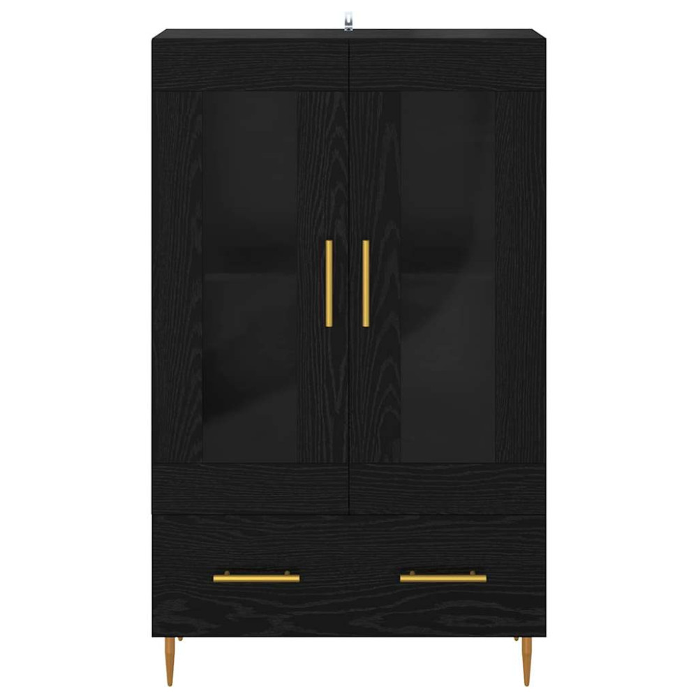 Produktbild för Skåp Svart Ek 69,5 x 31 x 115 cm Konstruerat trä och glas