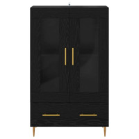 Produktbild för Skåp Svart Ek 69,5 x 31 x 115 cm Konstruerat trä och glas