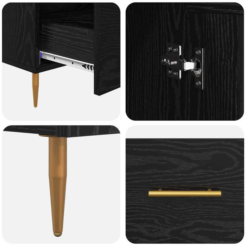 Produktbild för Skåp Svart Ek 69,5 x 31 x 115 cm Konstruerat trä och glas