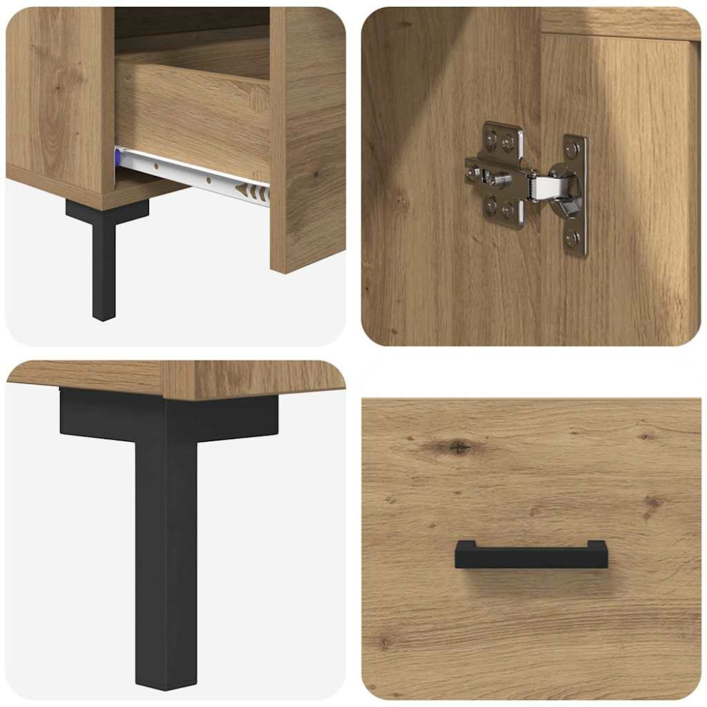 Produktbild för Skåp med låda Artisan Ek 69,5 x 31 x 115 cm Konstruerat trä