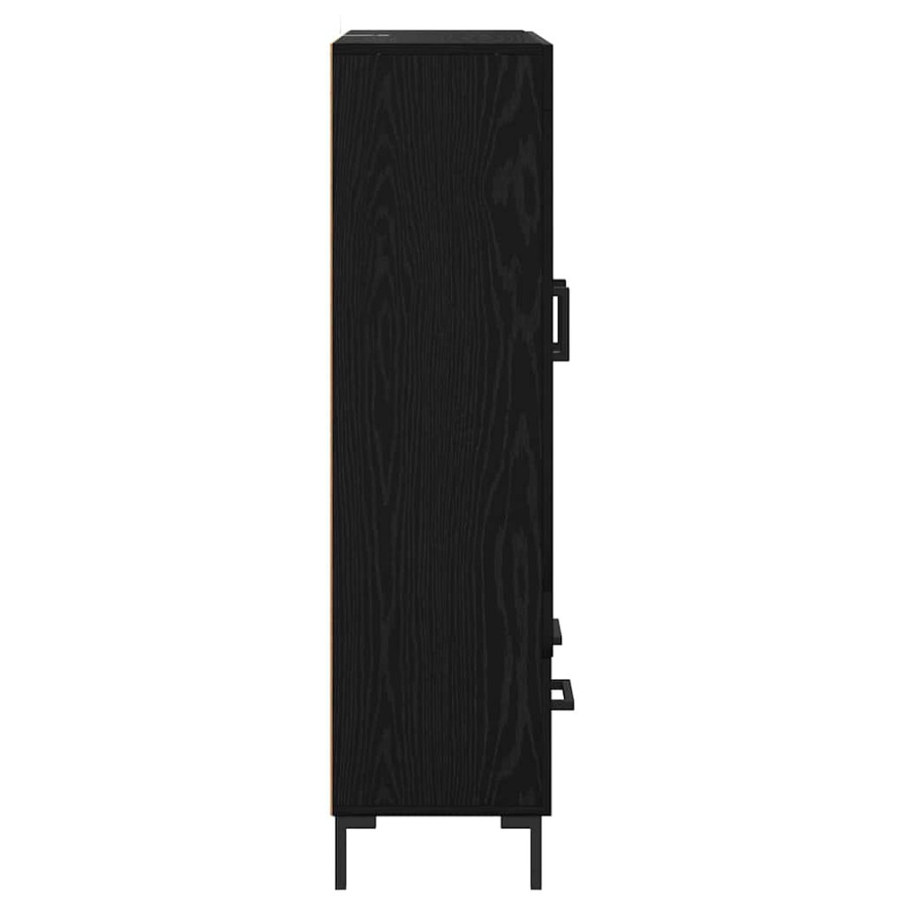 Produktbild för Skåp med låda Svart Ek 69,5 x 31 x 115 cm Konstruerat trä