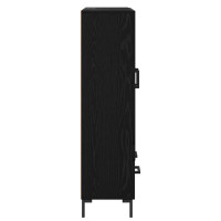 Produktbild för Skåp med låda Svart Ek 69,5 x 31 x 115 cm Konstruerat trä