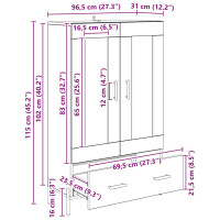Produktbild för Skåp Corona Svart Ek 69,5 x 31 x 115 cm Konstruerat trä