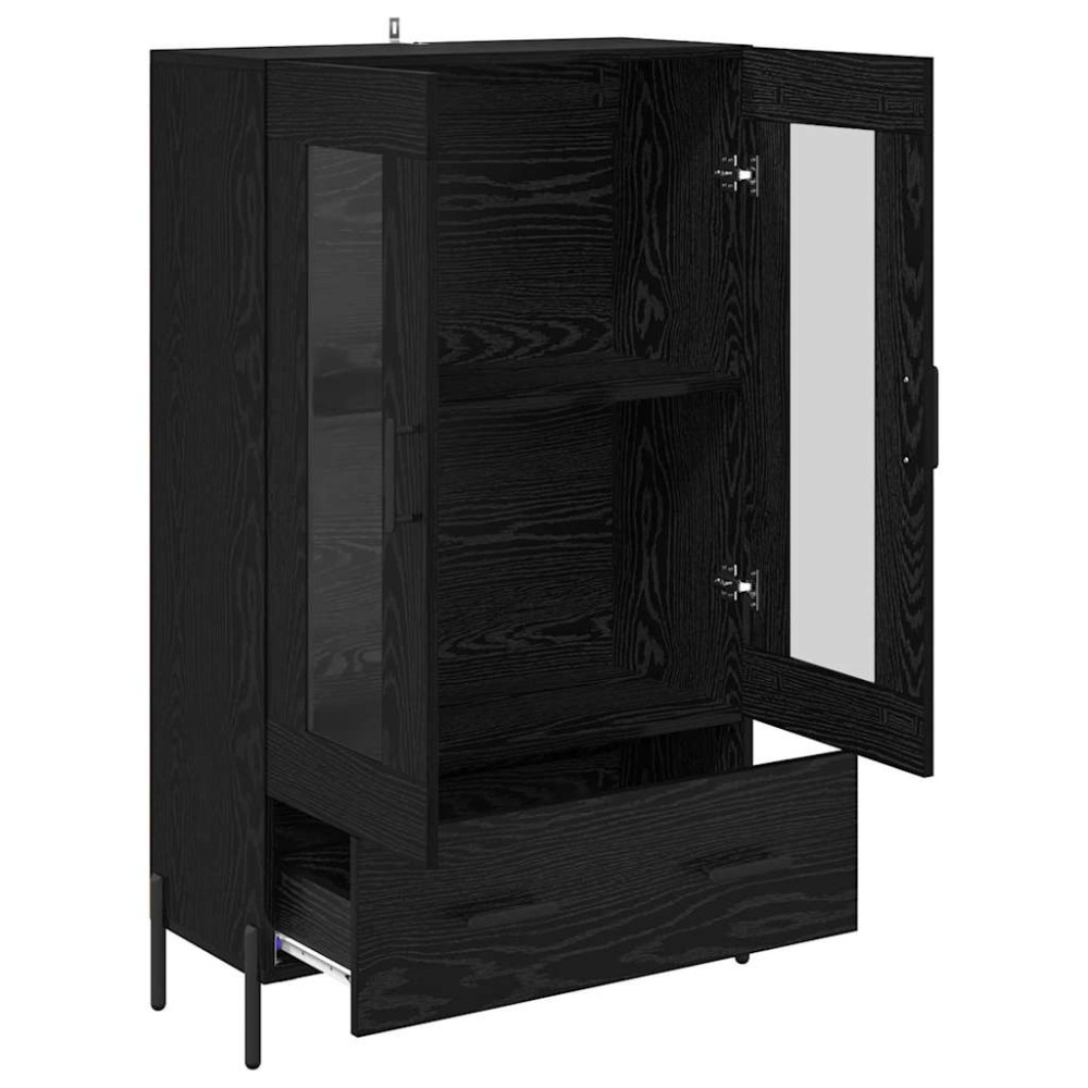Produktbild för Skåp Corona Svart Ek 69,5 x 31 x 115 cm Konstruerat trä
