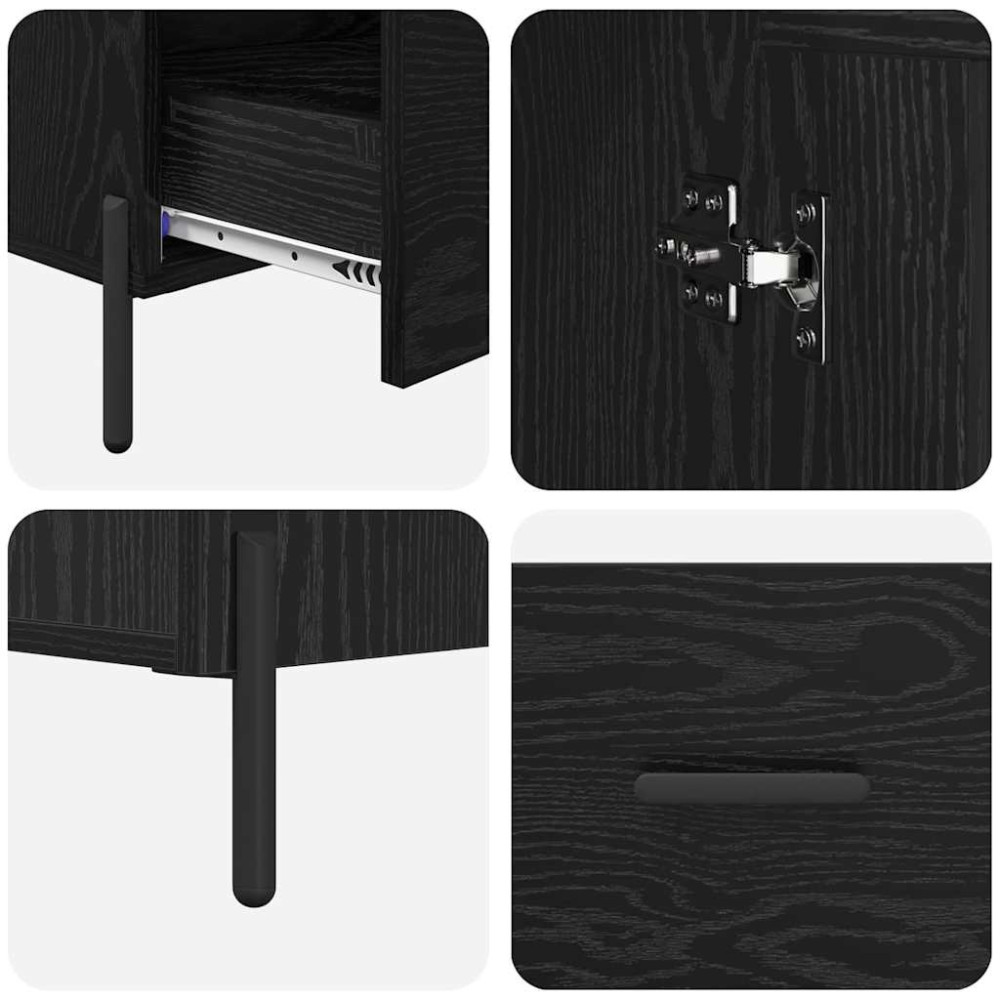 Produktbild för Skåp Corona Svart Ek 69,5 x 31 x 115 cm Konstruerat trä