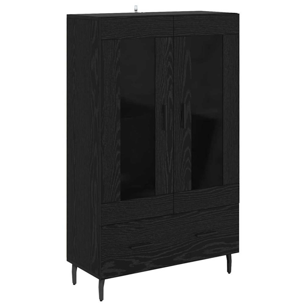 Produktbild för Skåp med låda Svart Ek 69,5 x 31 x 115 cm Konstruerat trä