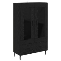 Produktbild för Skåp med låda Svart Ek 69,5 x 31 x 115 cm Konstruerat trä