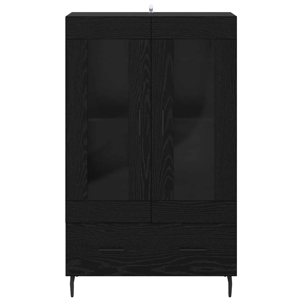 Produktbild för Skåp med låda Svart Ek 69,5 x 31 x 115 cm Konstruerat trä