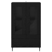 Produktbild för Skåp med låda Svart Ek 69,5 x 31 x 115 cm Konstruerat trä