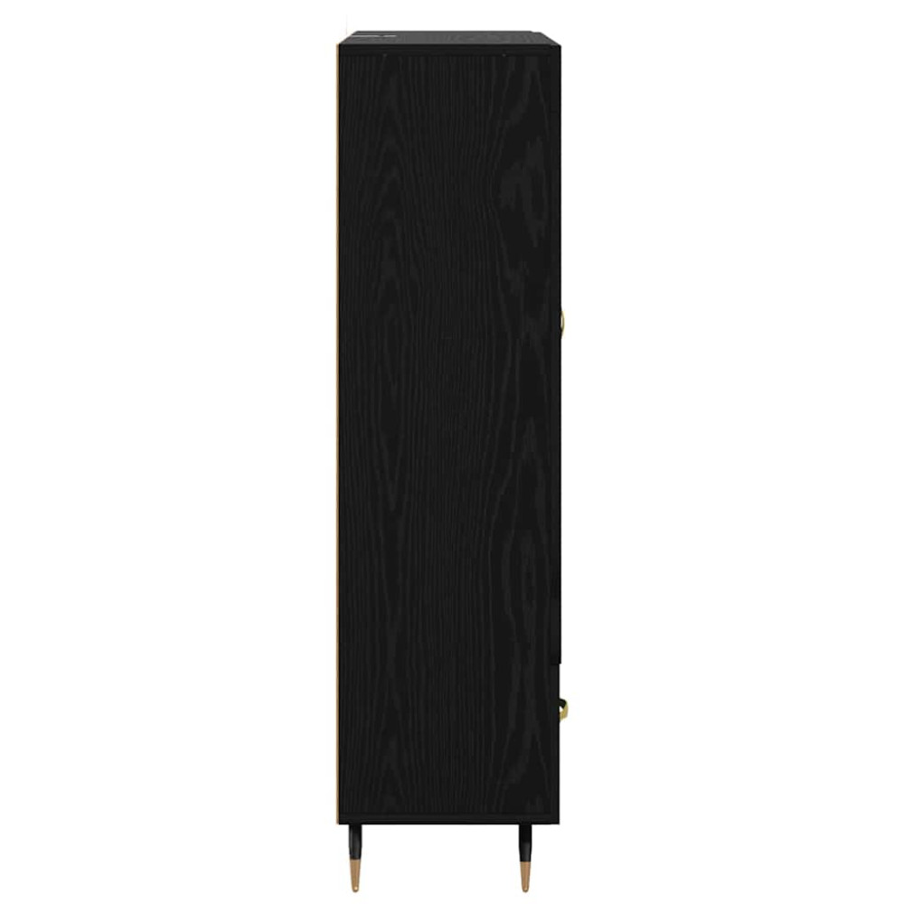 Produktbild för Skåp med låda Svart Ek 69,5 x 31 x 115 cm Konstruerat trä