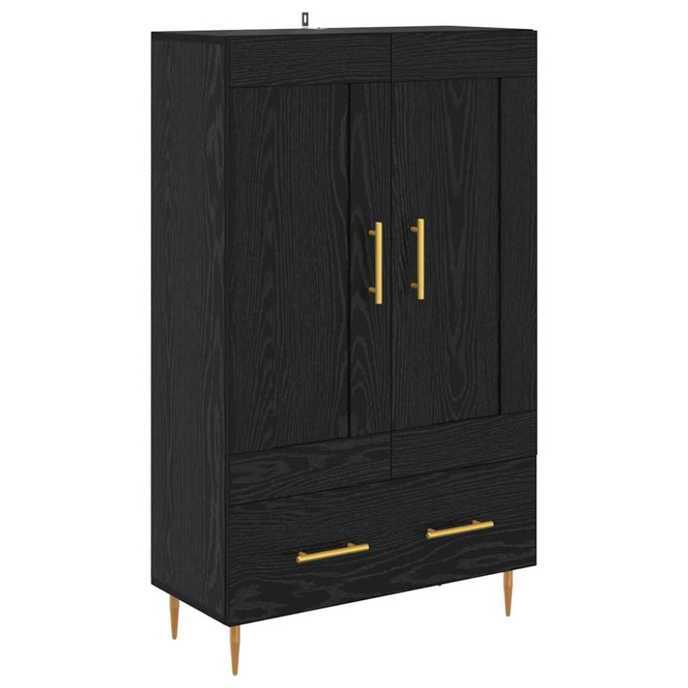 Produktbild för Skåp med låda Svart Ek 69,5 x 31 x 115 cm Konstruerat trä