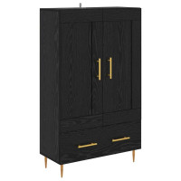 Produktbild för Skåp med låda Svart Ek 69,5 x 31 x 115 cm Konstruerat trä