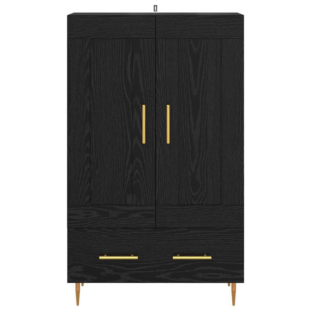 Produktbild för Skåp med låda Svart Ek 69,5 x 31 x 115 cm Konstruerat trä
