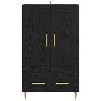 Produktbild för Skåp med låda Svart Ek 69,5 x 31 x 115 cm Konstruerat trä