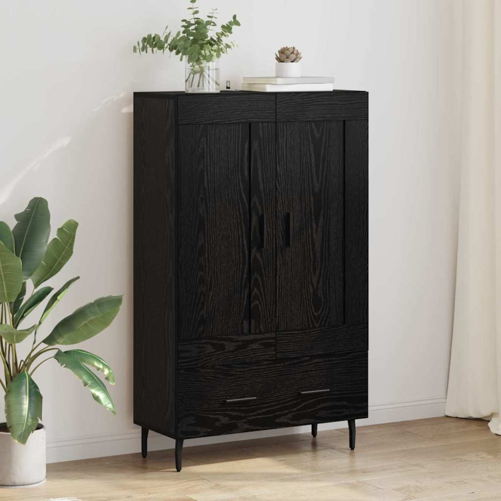 Produktbild för Skåp med låda Svart Ek 69,5 x 31 x 115 cm Konstruerat trä