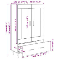 Produktbild för Skåp med låda Svart Ek 69,5 x 31 x 115 cm Konstruerat trä