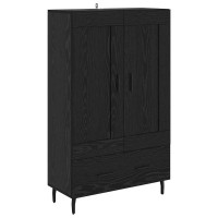 Produktbild för Skåp med låda Svart Ek 69,5 x 31 x 115 cm Konstruerat trä