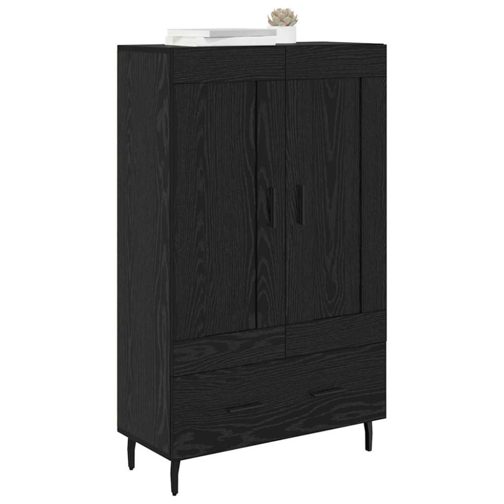 Produktbild för Skåp med låda Svart Ek 69,5 x 31 x 115 cm Konstruerat trä