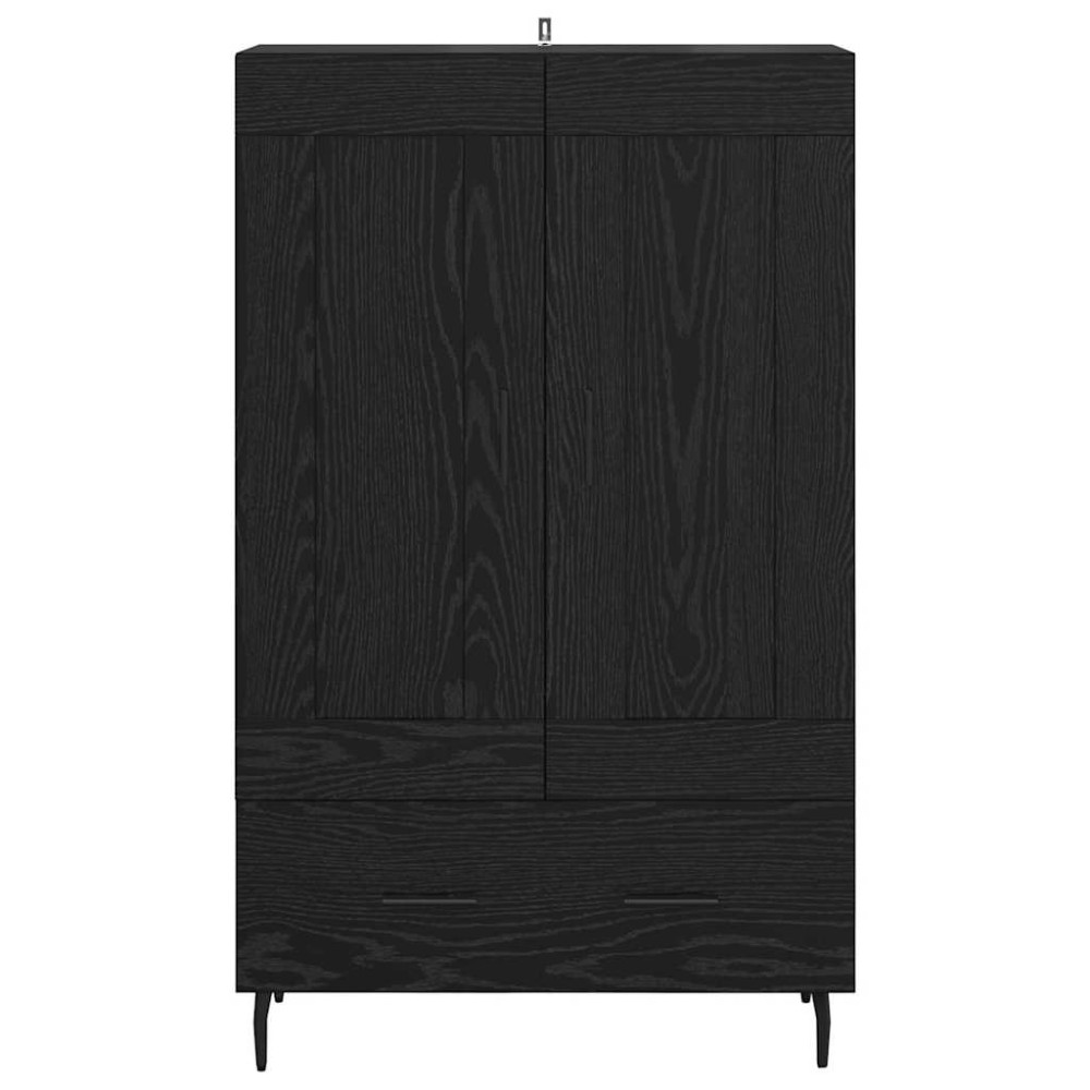 Produktbild för Skåp med låda Svart Ek 69,5 x 31 x 115 cm Konstruerat trä
