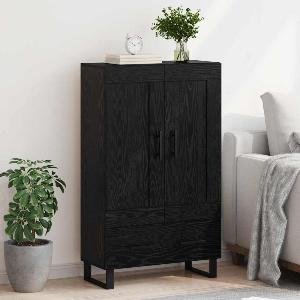 Produktbild för Skåp med låda Svart Ek 69,5 x 31 x 115 cm Konstruerat trä
