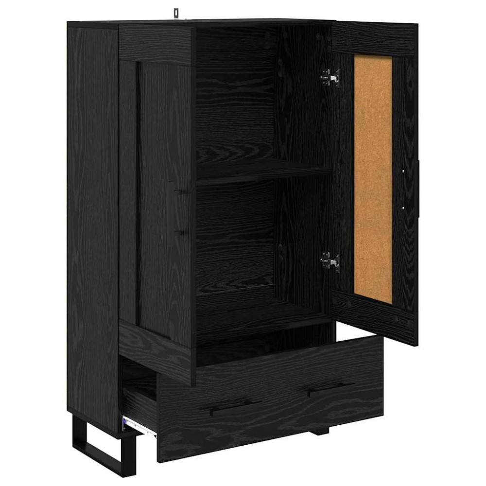 Produktbild för Skåp med låda Svart Ek 69,5 x 31 x 115 cm Konstruerat trä