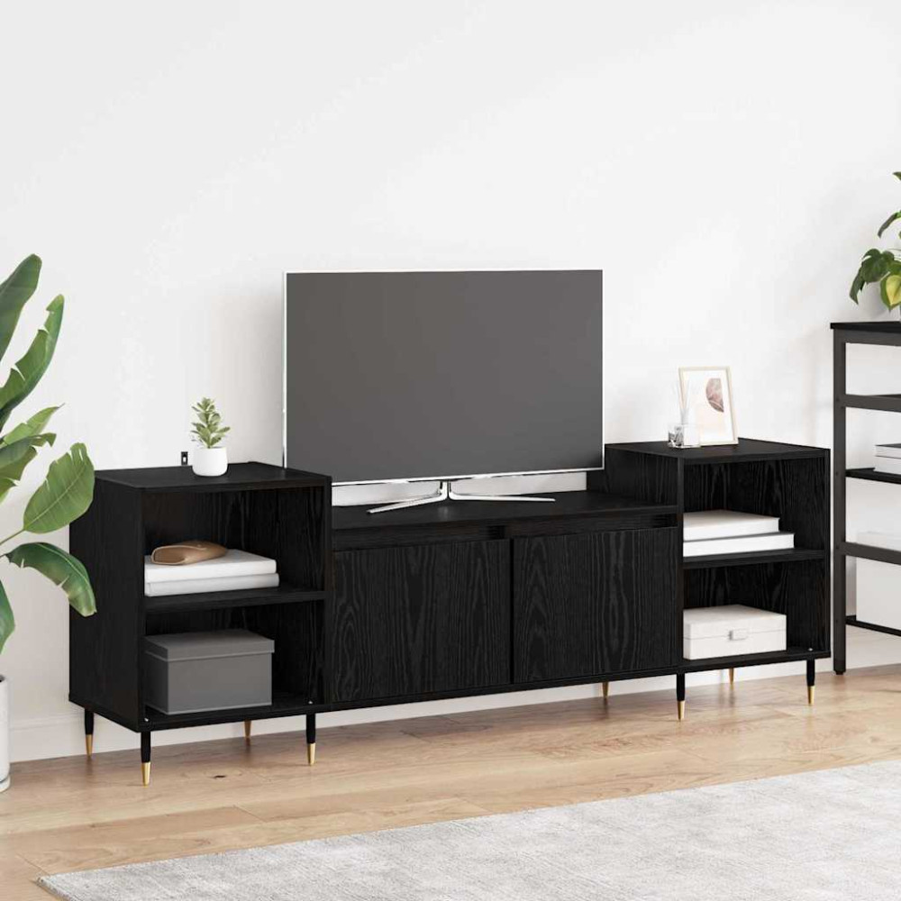 Produktbild för TV-skåp Svart Ek 160 x 35 x 55 cm Konstruerat trä