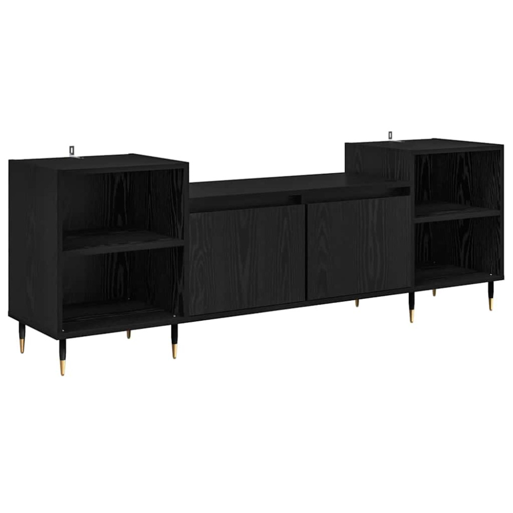 Produktbild för TV-skåp Svart Ek 160 x 35 x 55 cm Konstruerat trä